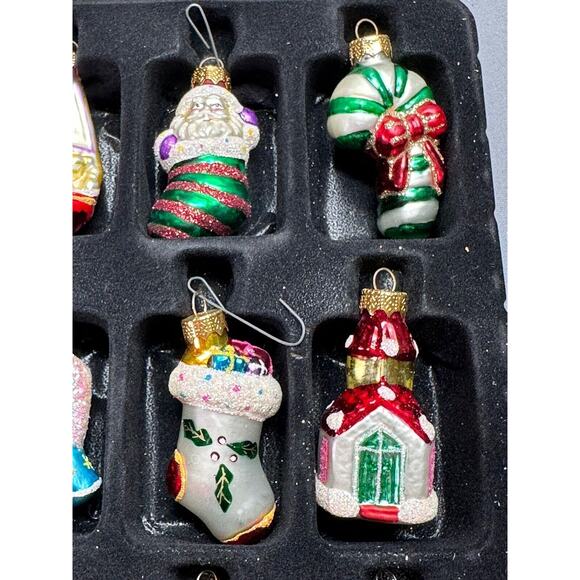 Designers Studio Blown Glass Christmas Ornament Set of 12 Santa/Boy/tree etc. - Picture 11 of 12